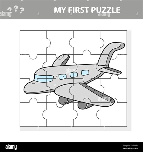 My first puzzle - a plane. Worksheet. Children art game Stock Vector ...