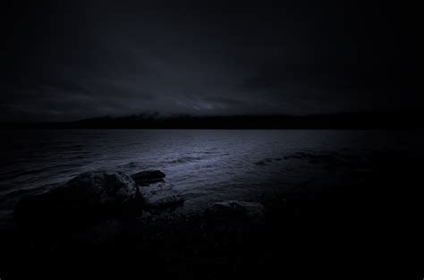 Download wallpaper 4928x3264 stones, lake, night, dark hd background