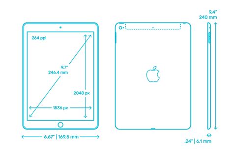 Apple iPad Air 2 (2nd Gen) - 2014 Dimensions & Drawings | Dimensions.Guide