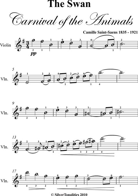 The Swan Carnival of the Animals Easy Violin Sheet Music eBook by ...