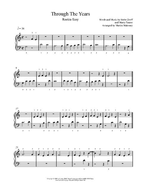 Through The Years (Melody) by Kenny Rogers Sheet Music & Lesson ...