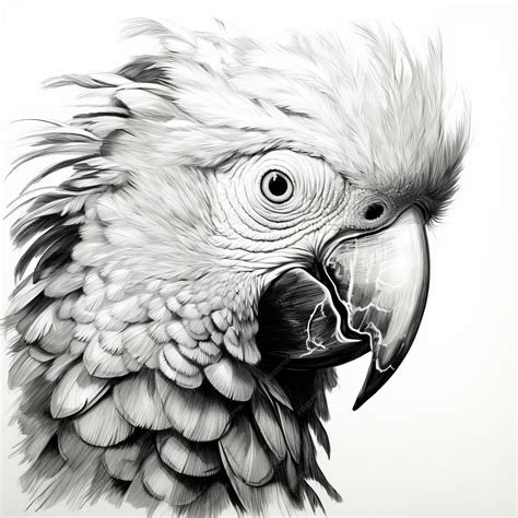 Premium Photo | Detailed Black And White Parrot Drawing With Bold ...