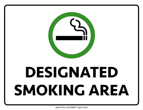 Printable Designated Smoking Area Sign – Free Printable Signs