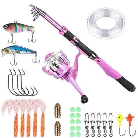 PLUSINNO Ladies Telescopic Pink Fishing Rod and Reel Combos – Plusinno