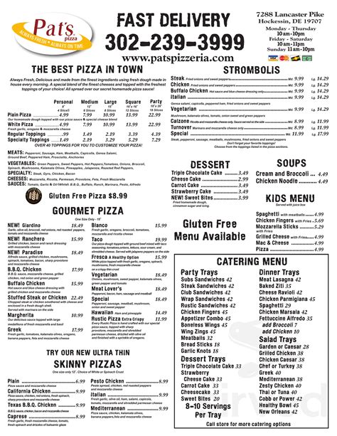 Pat's Pizza - Hockessin menus in Hockessin, Delaware, United States