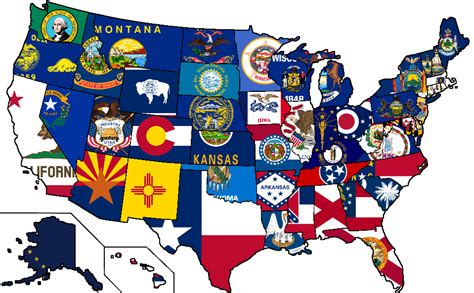 Flag Map of the USA. Try and see how many state names there are on the ...