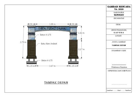 Infrastruktur Perdesaan: Desain dan RAB Gapura Batas Desa
