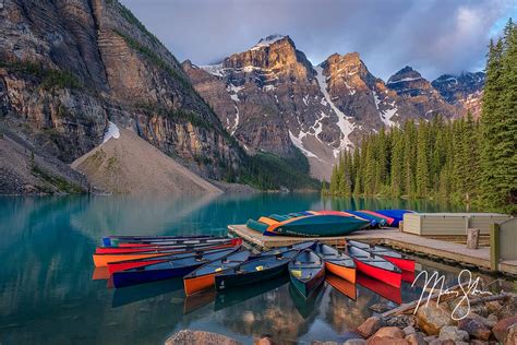 Moraine Lake Sunrise at the Canoe Dock | Moraine Lake, Banff National ...