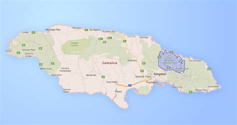 Blue Mountains Jamaica Map | Cities And Towns Map