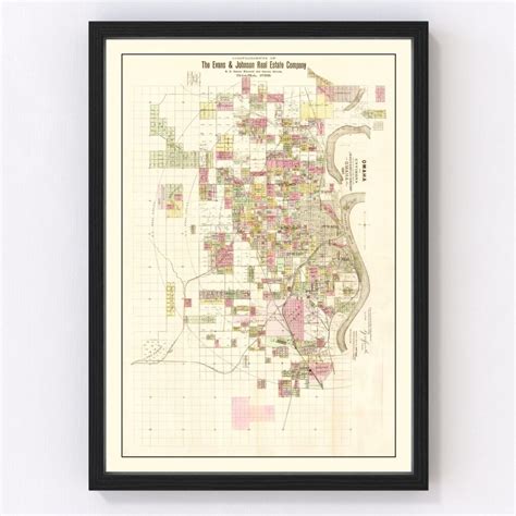 Vintage Map of Omaha, Nebraska 1887 by Ted's Vintage Art