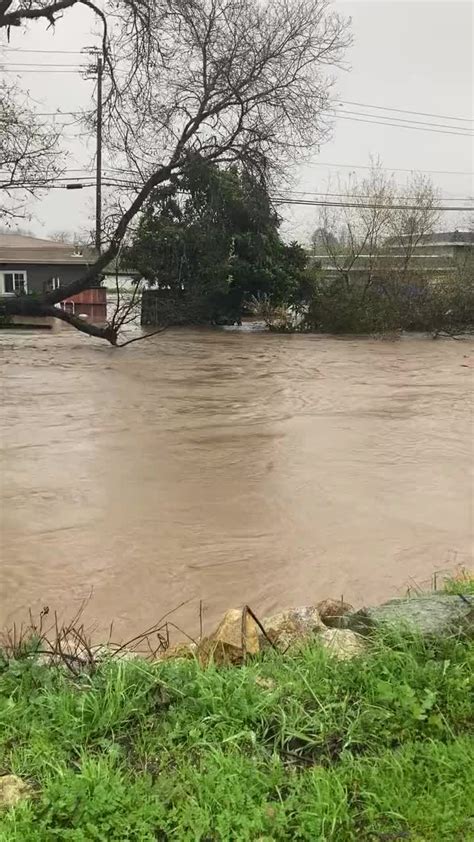 Water Rushes Through Santa Cruz County Stream as Evacuation Orders Issued