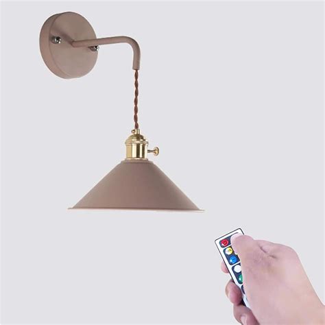 GLING Industrial Retro Iron Wall Lamp, Led Remote Control Battery ...