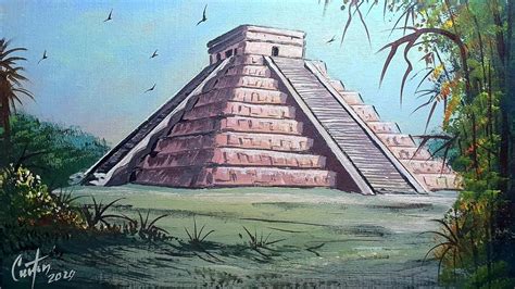 Acrylic Painting Tutorial "Chichen Itza" Mayan temple - YouTube