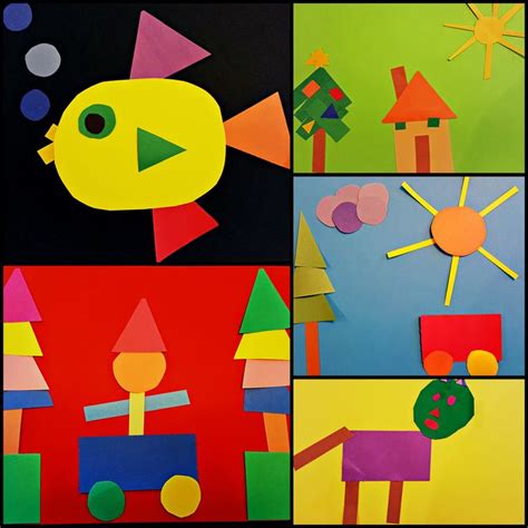 Art Project for Kids – Shape Art | Math art projects, Shape collage ...