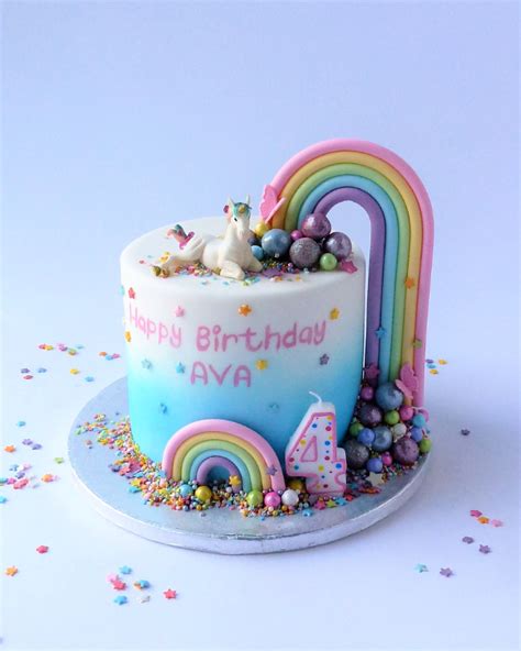 Pastel Rainbow and Unicorn Birthday Cake - Karen's Cakes