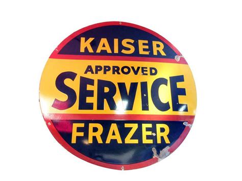 Circa 1940s Kaiser-Frazer double-sided porcelain dealership s