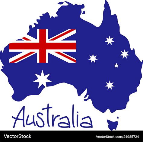 Map australia with flag Royalty Free Vector Image