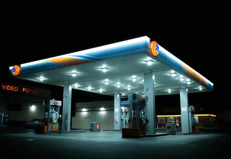 Photo of a gas station at night. : r/pics