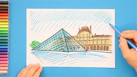 How to draw the Louvre Museum, Paris - Paris Arts Travel