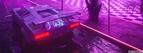 Lamborghini Car Neon 4K wallpaper download