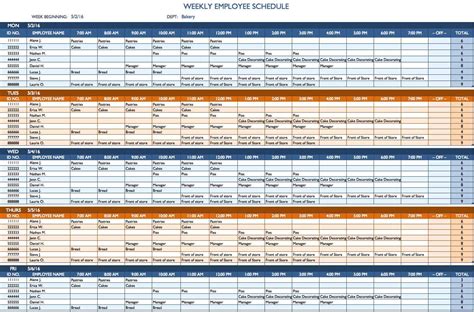 Weekly Staff Schedule Template