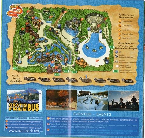 Siam Park map | Parques, Eventos, Parada de buses