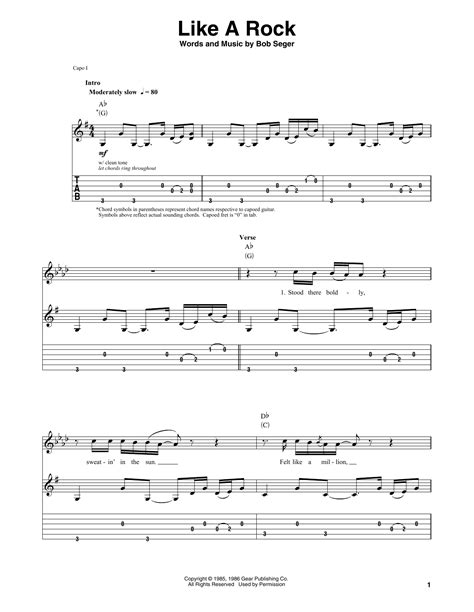 Like A Rock by Bob Seger - Guitar Tab Play-Along - Guitar Instructor