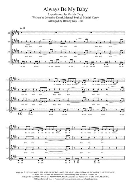 Always Be My Baby (arr. BK Riha / Brandy Kay Riha) Sheet Music | David ...