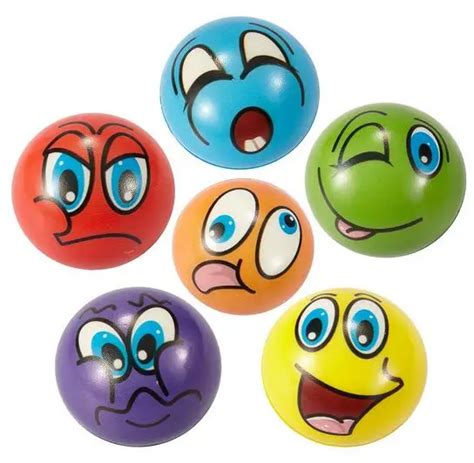 12Pcs 2.5Inch Funny Emoji Face Stress Balls Squeeze Foam Ball Novelty ...