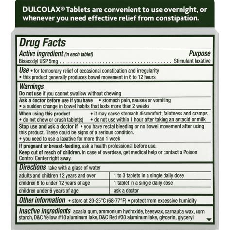 Dulcolax Laxative, Overnight Relief, Tablets (100 each) from CVS ...