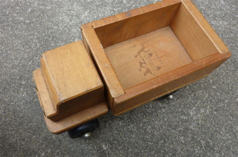 Vintage Toy Truck Wood Mid Century Toy Dump Truck by ZoomVintage