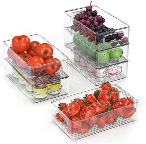 Refrigerator Storage Bins, Stackable Plastic Fridge Organizer Bins for ...