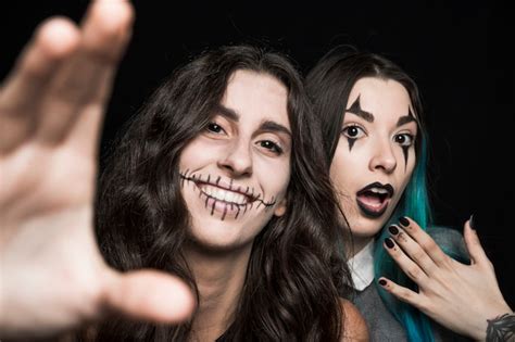 Free Photo | Cheerful girls with spooky makeup