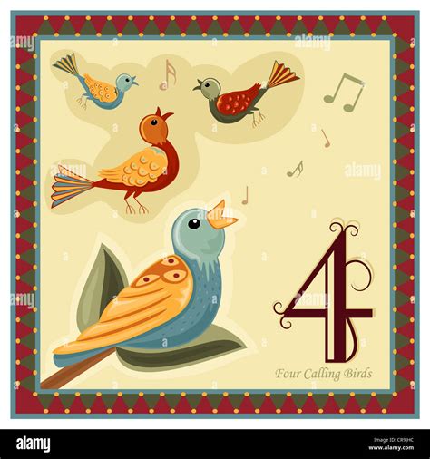 The 12 Days of Christmas - 4-th Day - Four calling birds. Religious ...