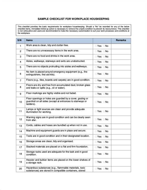 housekeeping checklist for hotel