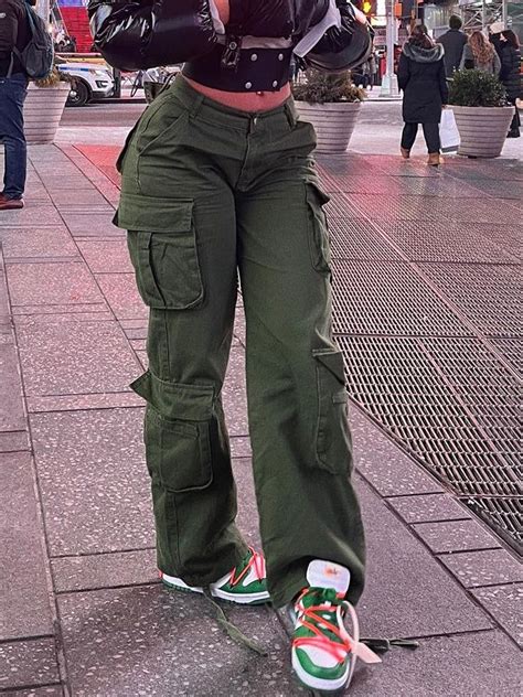 Army Green Cargo Pants Baggy Jeans Women in 2022 | Green cargo pants ...