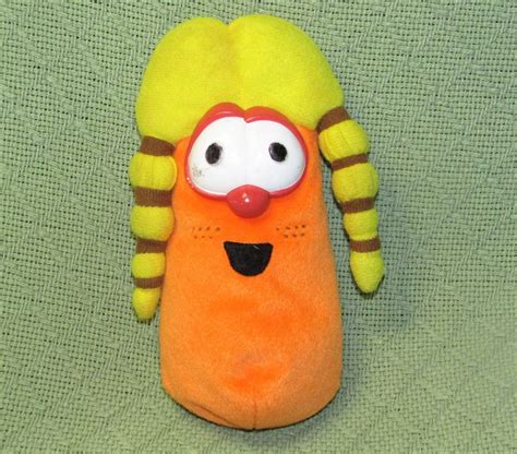 VINTAGE VEGGIE TALES LAURA CARROT PLUSH BEANBAG 8" ORANGE YELLOW HAIR ...