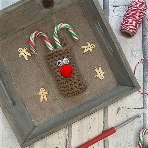 Crochet Candy Cane Holder Reindeer Crochet Pattern