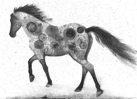 Horse Print of My Original Ink Painting, Animal Painting, Ink Bubble - Etsy