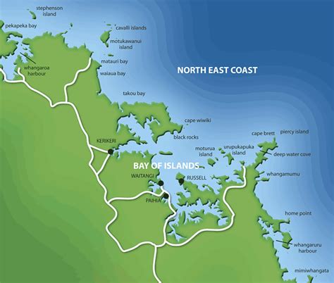 Bay Of Islands New Zealand Map - TravelsFinders.Com