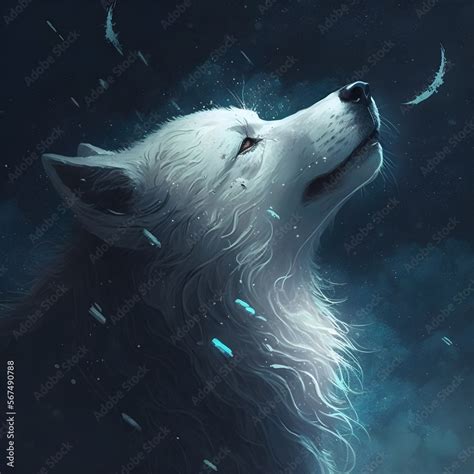 wolf looking at the sky Stock Illustration | Adobe Stock