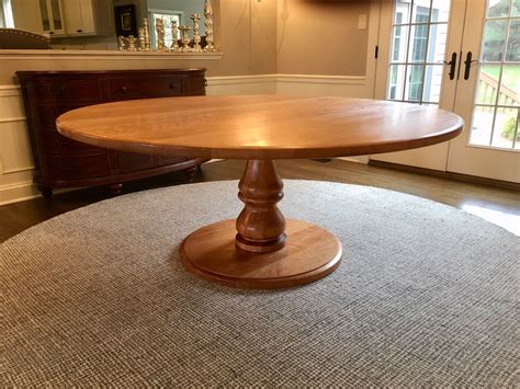 Handmade Large Round Pedestal Dining Table With Turned Base - Solid ...