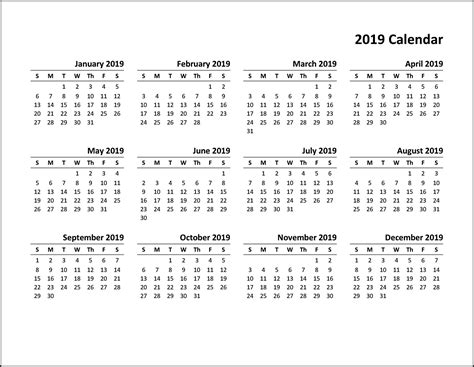 Free Printable Calendar 2019 Pdf | Calendar printables, Free printable ...