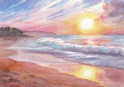 Sunset Beach, Hawaii - Watercolor Painting | Watercolor sunset ...