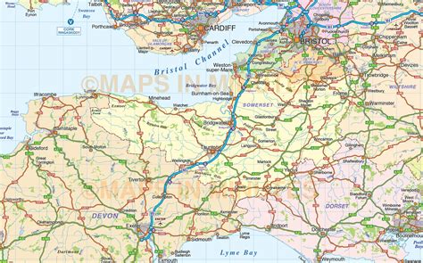 south west england county road and rail map at 1m scale in illustrator ...