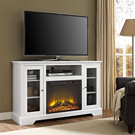 Walker Edison Furniture Company 52 in. Highboy Fireplace Wood TV Stand ...