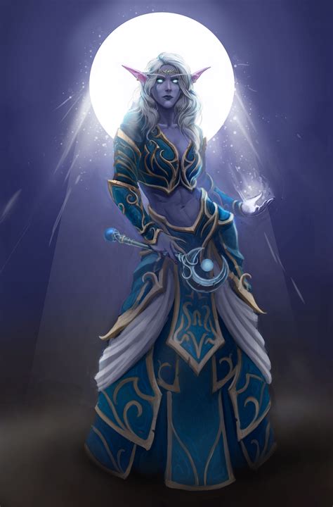 Tylaeth, Priestess of Elune - Art by Me : r/wow