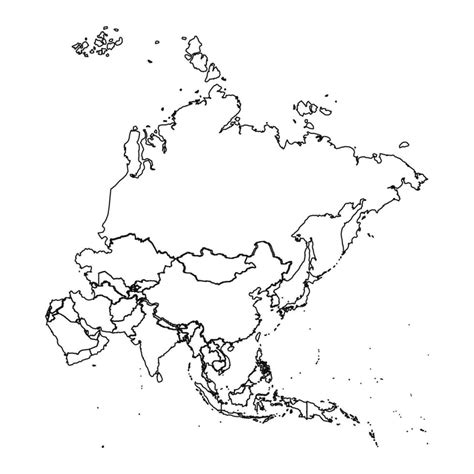 contorno bosquejo mapa de Asia con países 25843971 Vector en Vecteezy