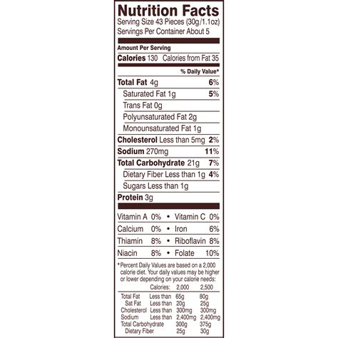 Goldfish Crackers Nutrition Label - Pensandpieces