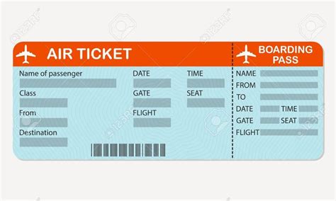 Airline Boarding Pass Ticket. Detailed Blank Of Airplane Ticket ...